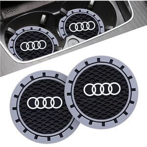 Audi logo cup Coasters in black and gray Set of 2 NWT
